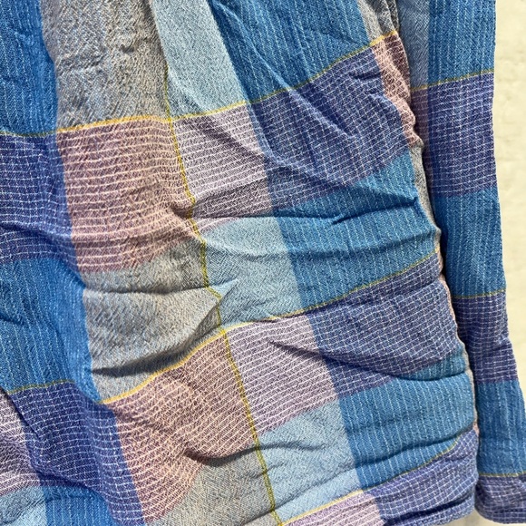 LOFT Plaid Smocked Bow Strap Cami, Size Large - Picture 3 of 3